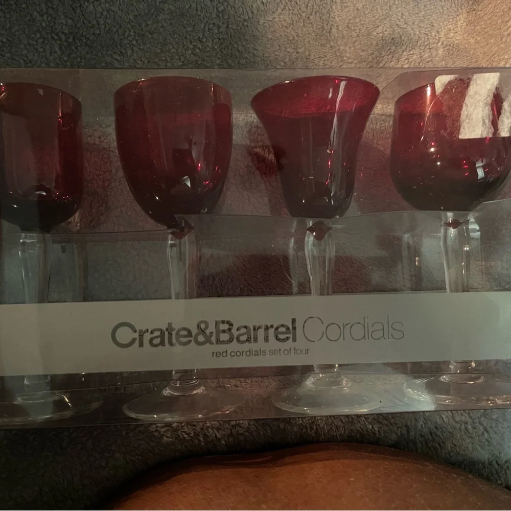 Crate & Barrel Red Cordial Glasses Set